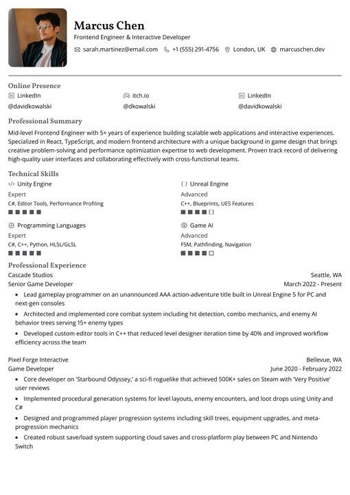 reactive resume 模板二